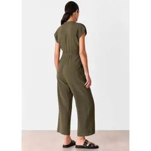 Whistles Khaki Sleeveless Drawstring Jumpsuit